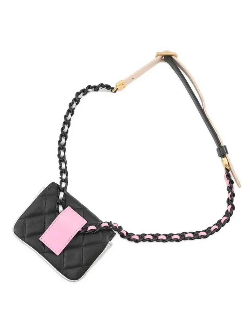 Chanel Belt Bag CC Logo Quilted Mini Chain Lambskin Black Multicolor - Picture 3 of 10